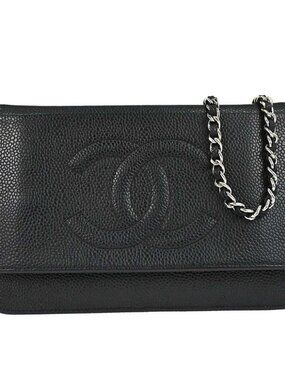 Chanel Black Calfskin Timeless WOC Wallet on Chain Shoulder Bag
